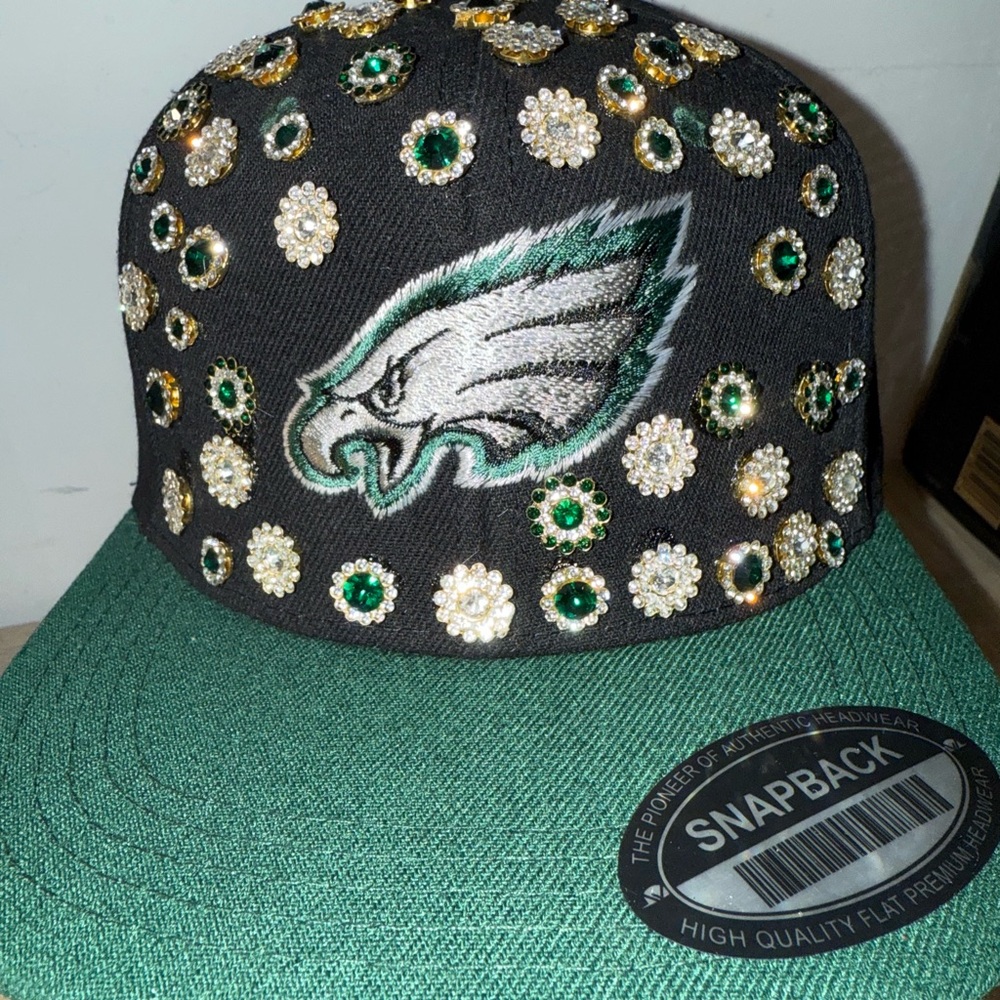 Embellished Black and Green Snapback Hat
